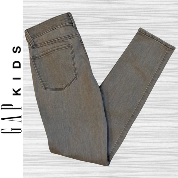 NWT Gap Kids Girl Super Skinny Jeans Stretch Grey Denim Adjustable Sz 12 Reg - Picture 2 of 15